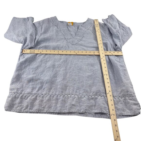 Ruby Rd. Woman 2X 100% Linen Tunic Top Blue 3/4 sleeves - Picture 4 of 6